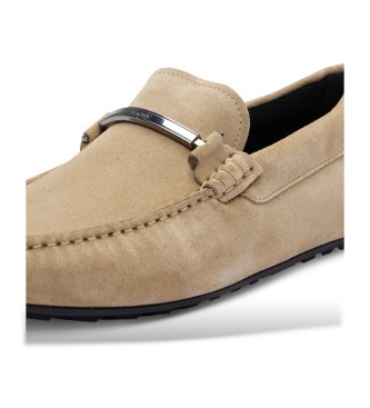 BOSS Noel beige leather moccasins