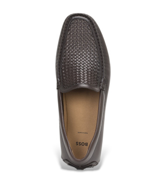 BOSS Mocassins de couro castanho Noel