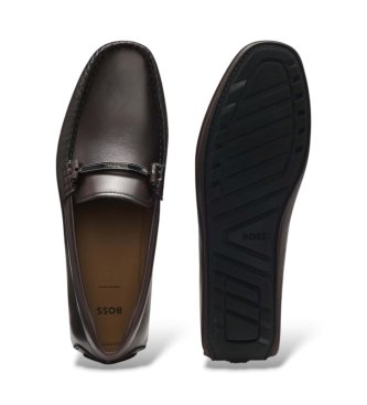 BOSS Leder-Mokassins Noel Mocc braun
