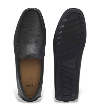 BOSS Noel Mocc-loafers i lder, sort
