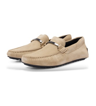 BOSS Noel beige leather moccasins