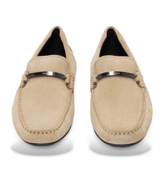 BOSS Noel beige leather moccasins