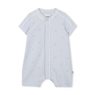 BOSS Light blue pique short dungarees