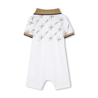 BOSS White interlock short dungarees