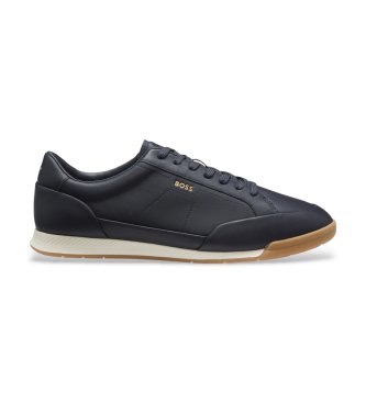 BOSS Nitan Lowp Ledersneaker marineblau
