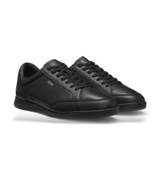 BOSS Nitan svarta sneakers i lder