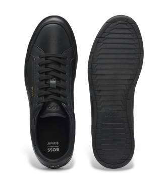 BOSS Nitan svarta sneakers i lder