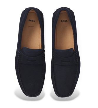BOSS Noel loafers i marinbl lder