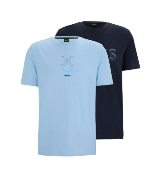BOSS Paket 2 majic z mornarskim vzorcem, modra