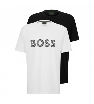 BOSS Pacote 2 T-shirts Logotipo branco, preto