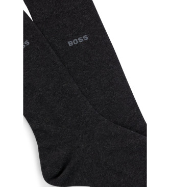 BOSS Conjunto de 2 pares de meias de algodo cinzentas escuras de comprimento mdio