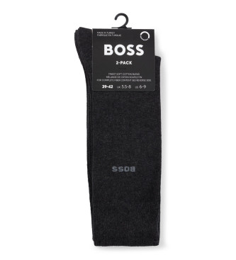 BOSS Pack 2 Pares de Calcetines algodn de largo medio gris oscuro