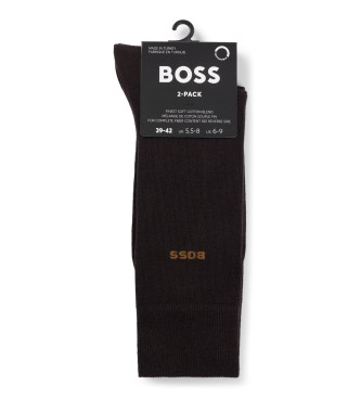 BOSS Pack of 2 pairs of medium length cotton socks brown