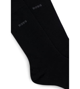 BOSS Confezione da 2 paia di calzini neri in cotone di media lunghezza