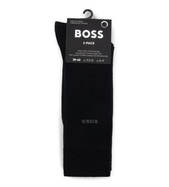 BOSS Pakiranje 2 parov srednje dolgih bombažnih nogavic črne barve