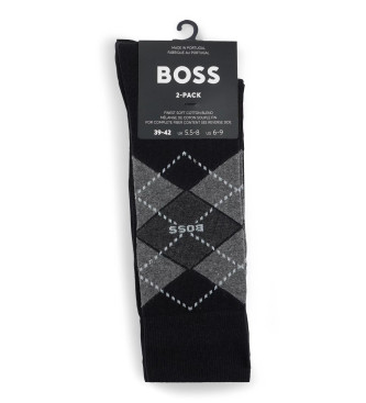 BOSS Pack 2 Pares de Calcetines Argyle negro