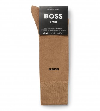 BOSS Pack 2 Pares de Calcetines Bamboo beige, negro