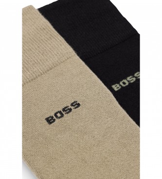 BOSS Pack 2 pares de meias de bambu castanhas, pretas