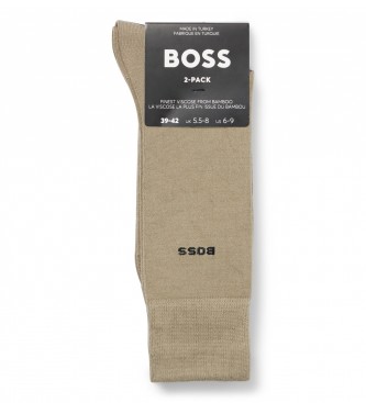 BOSS Pack 2 pares de meias de bambu castanhas, pretas