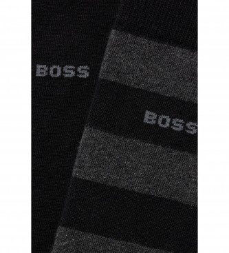 BOSS Confezione da 2 paia di calzini BlockStripe neri