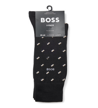 BOSS Pack 2 Pairs of Mercerised Socks black