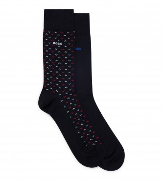 BOSS Pack 2 Pares de Calcetines Minipattern marino