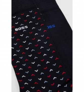 BOSS Pack 2 Pares de Calcetines Minipattern marino