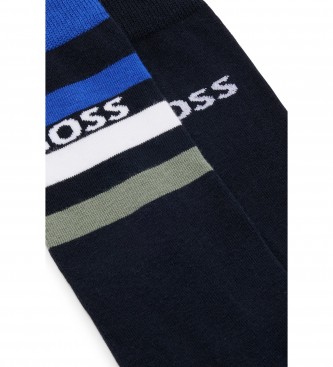 BOSS Confezione da 2 paia di calzini a righe Navy Mix