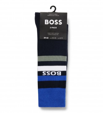 BOSS Pack of 2 pairs of navy striped socks