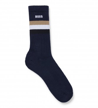 BOSS Navy Rib Stripe Socks