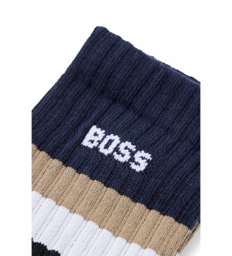 BOSS Navy Rib Stripe Socks
