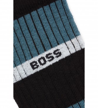 BOSS Set 2 paar Rib Stripe Sokken zwart