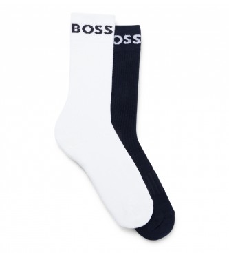BOSS Confezione da 2 paia di calzini sportivi bianchi e blu scuro