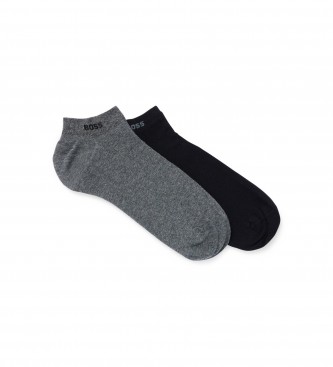 BOSS 2 Pair of Elasticated Ankle Socks grey, black