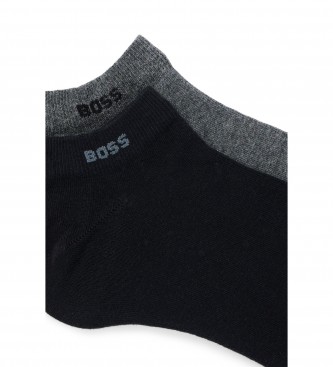 BOSS Pack 2 Pares de Calcetines Tobilleros Elsticos gris, negro