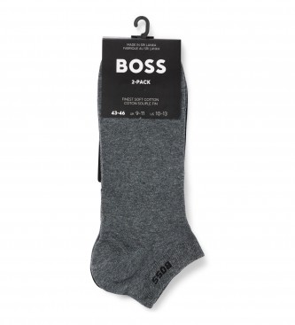 BOSS 2 Pair of Elasticated Ankle Socks grey, black