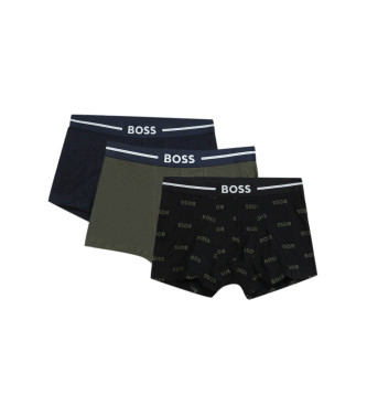 BOSS Pack 3 Boxers Vet marine, groen, zwart