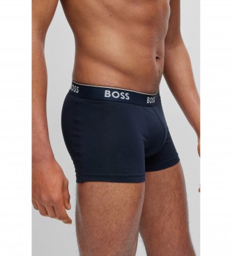 BOSS Pack 3 Boxershorts Logo-Bund Rot, Braun, Marineblau