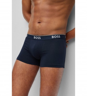 BOSS Pack 3 Boxer Logo Girovita rosso, marrone, blu navy
