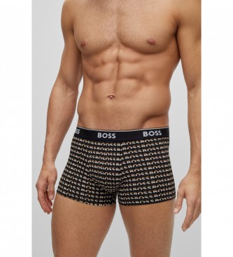 BOSS 3-pack boxershorts i marinbltt, svart och med tryck