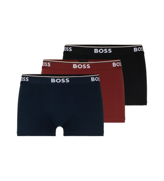 BOSS Pack 3 Boxers Power marine, kastanjebruin, zwart