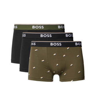 BOSS 3 paketi zelenih, črnih boksarskih hlač Power