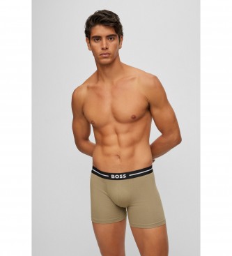 BOSS 3-pack effen boxershorts bruin, marine, zwart