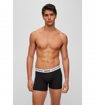 BOSS 3-pack effen boxershorts bruin, marine, zwart