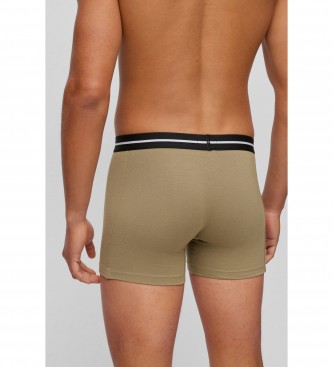 BOSS 3-pack effen boxershorts bruin, marine, zwart