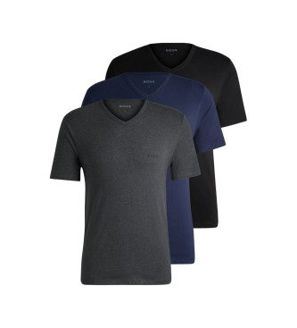 BOSS Lot de 3 T-shirts classiques noir, marine, gris 