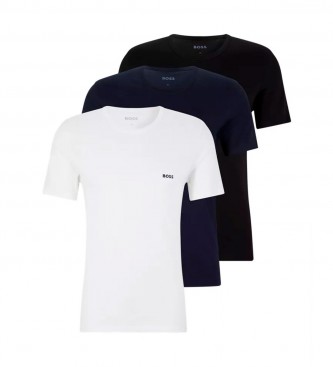 BOSS Pack 3 Camisetas RN Clásico negro, azul, blanco