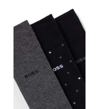 BOSS Set 3 paar Gift Set Sokken zwart, grijs