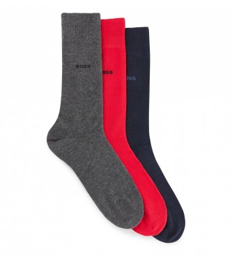 BOSS 3-Paar-Packung GiftSet Uni-Socken grau, rot, marineblau