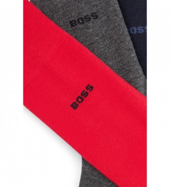 BOSS 3-Paar-Packung GiftSet Uni-Socken grau, rot, marineblau